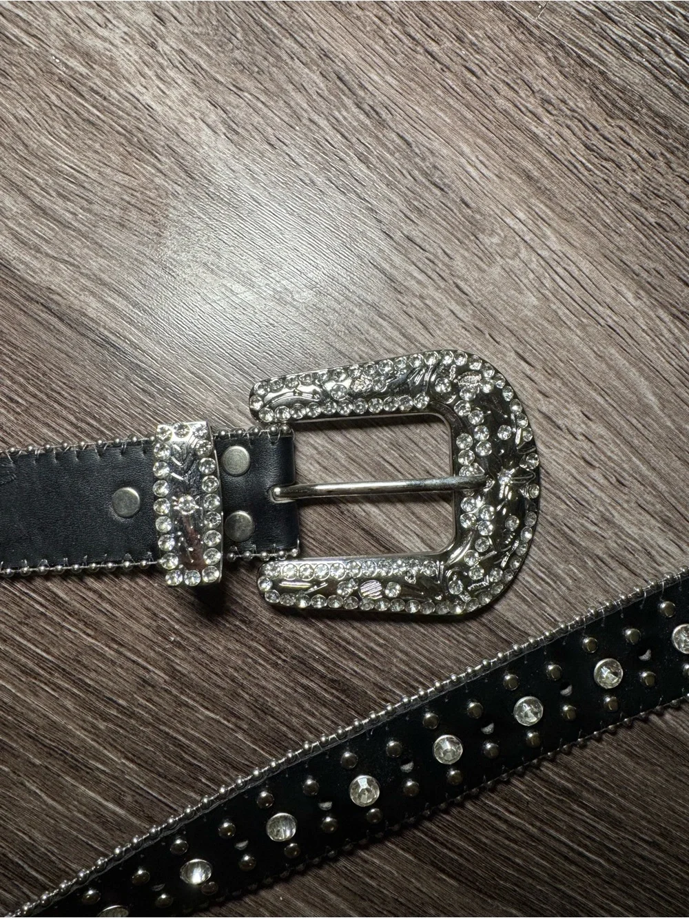 Embellished Black Studded Rhinestone Western Belt